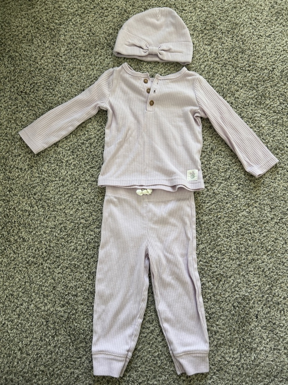 Carter's Lilac Ribbed Pajama Set with Hat